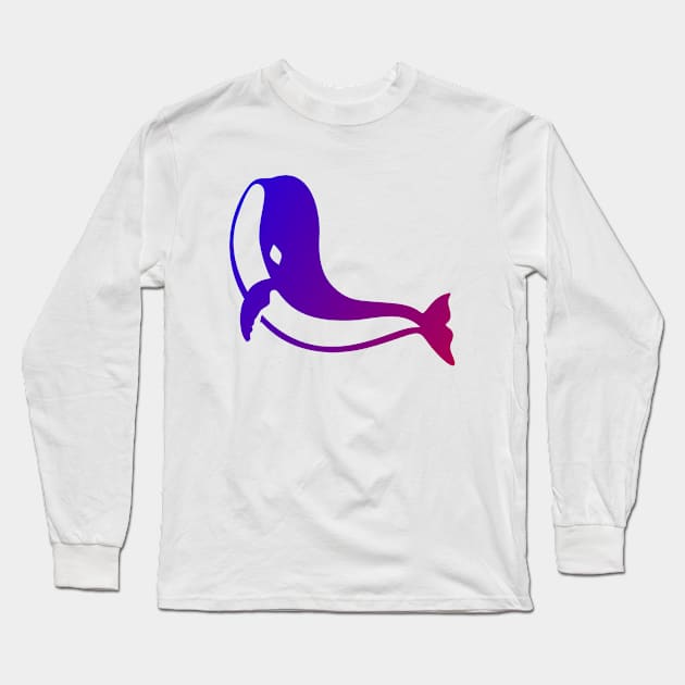 Whale Gradient blue and pink Long Sleeve T-Shirt by artbleed